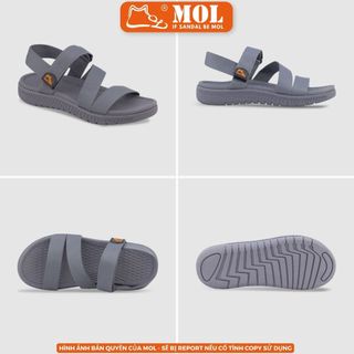 Sandal nam nữ unisex MOL quai chữ Z MS2G màu xám (Màu đen và xám form nhỏ, Inb Shop tư vấn size)