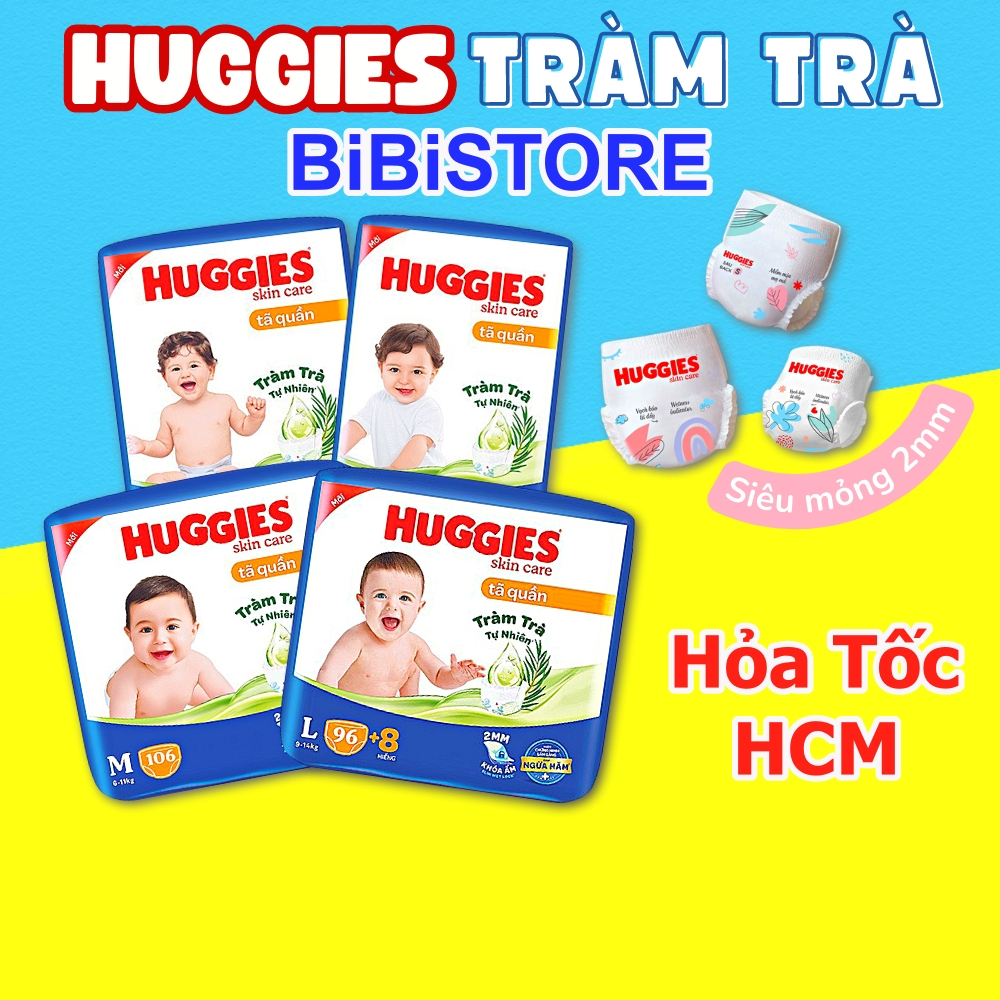 Tã quần HUGGIES Skincare Pants Mega Jumbo Hương Tràm Trà Tự Nhiên Size M106/L104/XL88/XXL80