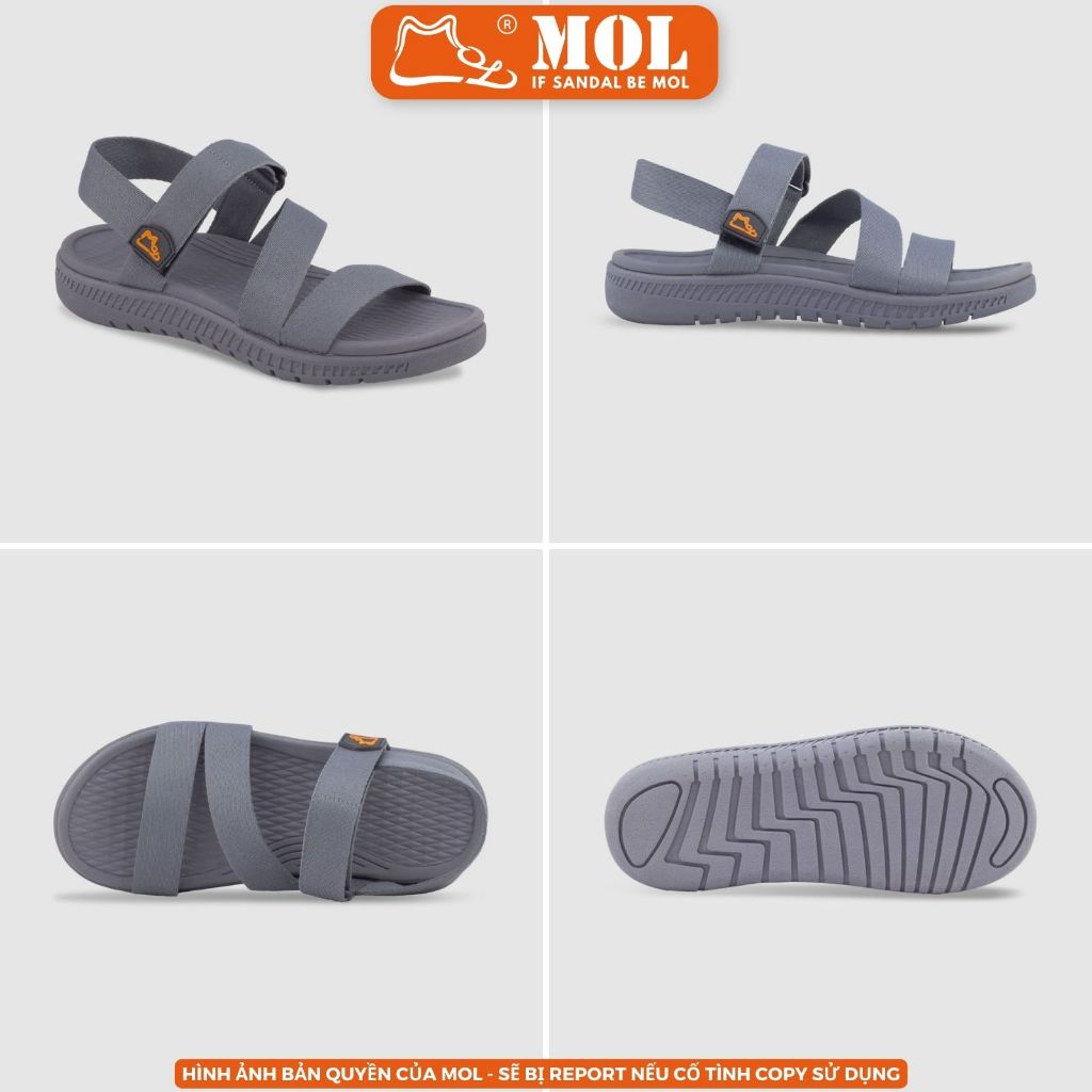 Sandal nam nữ unisex MOL quai chữ Z MS2B màu đen