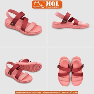 Sandal nữ MOL quai chữ Z MS2HP màu hồng phối đỏ đô (Màu đen và xám form nhỏ, Inb Shop tư vấn size)