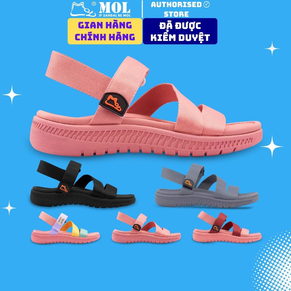 Sandal nữ MOL quai chữ Z MS2P2 màu hồng phấn