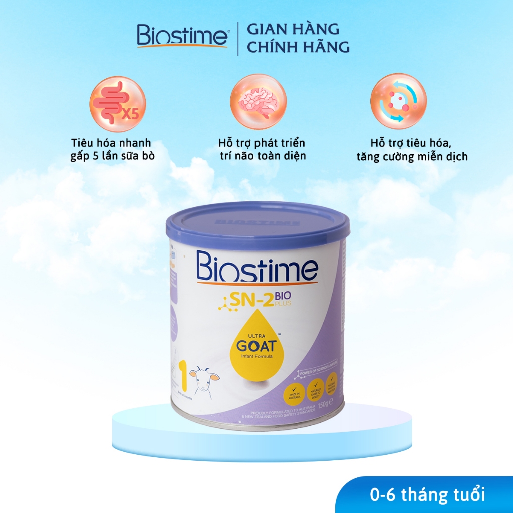 Sữa Dê Cải Thiện Tiêu Hóa Biostime Ultra Goat Số 1 Cho Bé từ 0-6 Tháng Tuổi  - Sữa Bột Tăng Cường Hấp Thu Cho Bé 150g