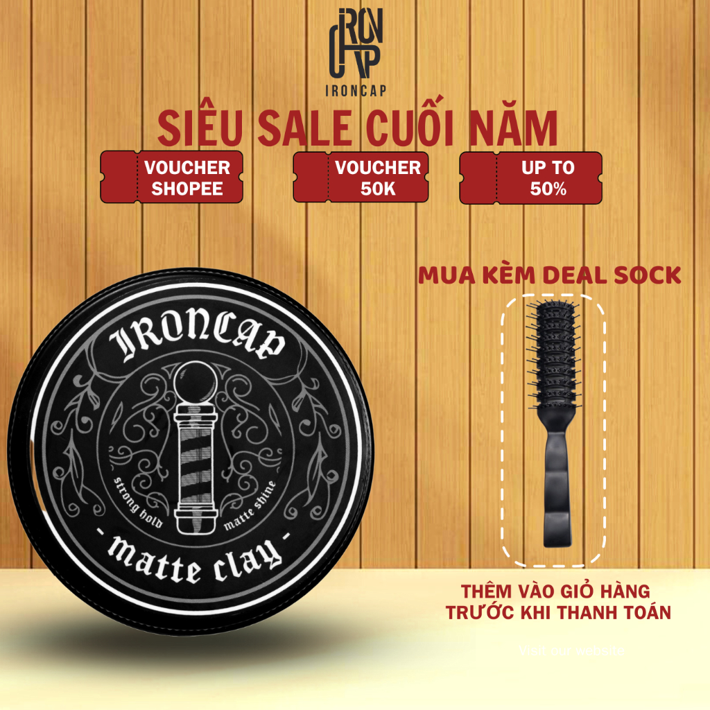 Sáp vuốt tóc IronCap Matte Clay - Wax tạo kiểu tóc nam