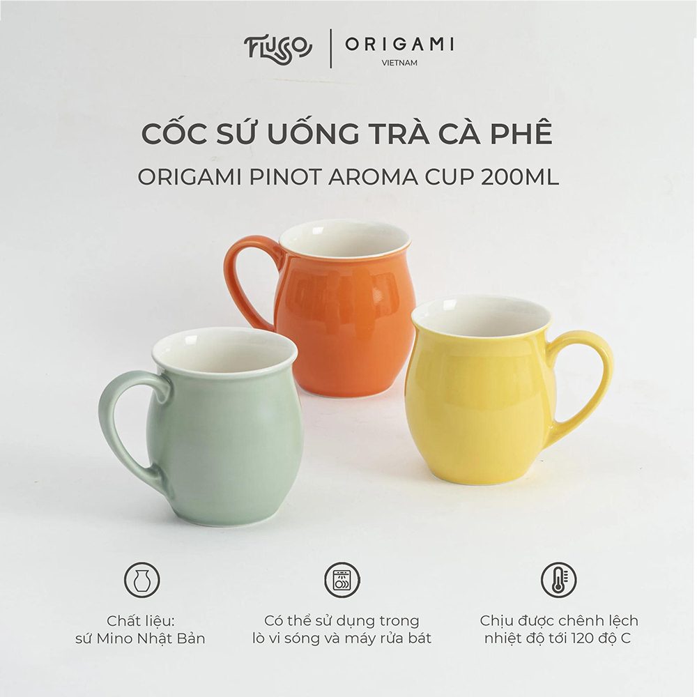 [ORIGAMI JAPAN] Cốc sứ uống trà, cà phê 200ml - Origami Pinot Aroma Cup