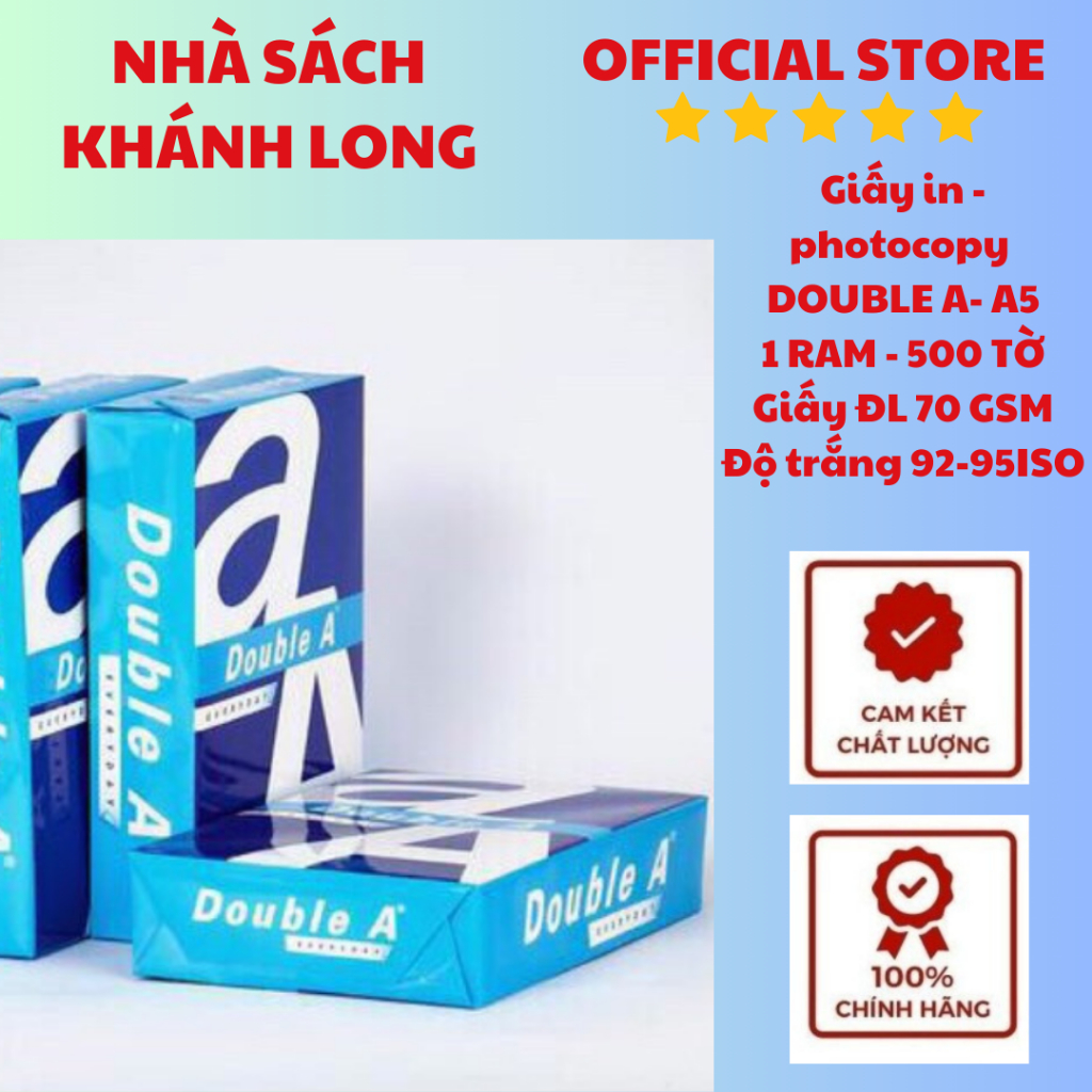 Giấy DOUBLE A A5 (70) 500 tờ