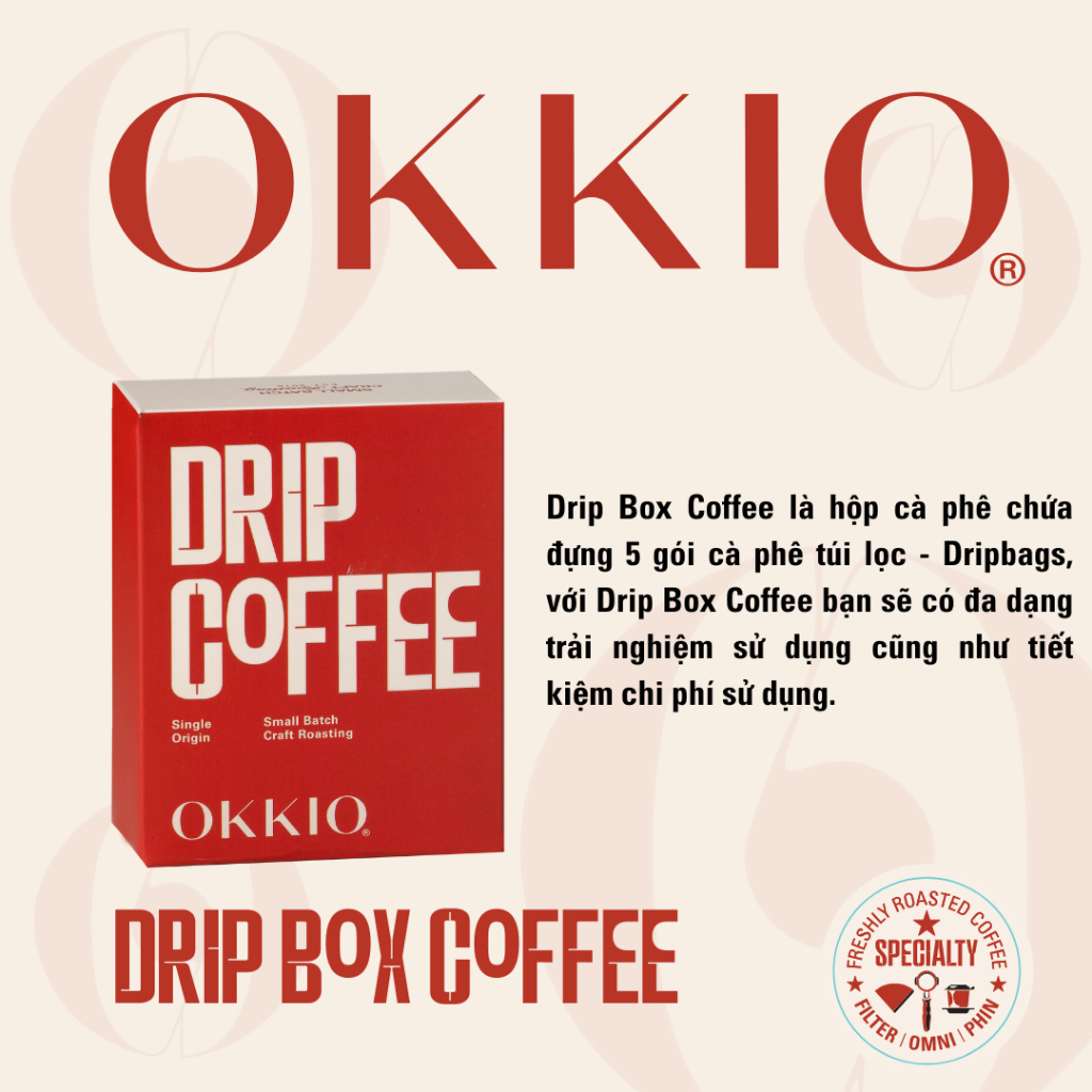 OKKIO Cà phê Drip Box Coffee 5 túi lọc -  Dripbags