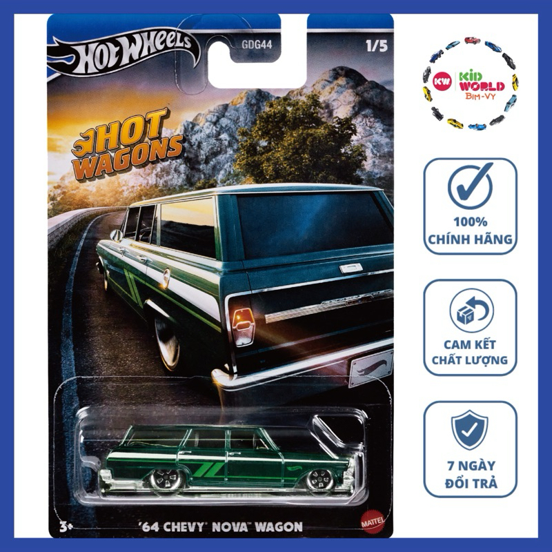 Xe mô hình Hot Wheels Hot Wagons Series '64 Chevy Nova Wagon HRR89.