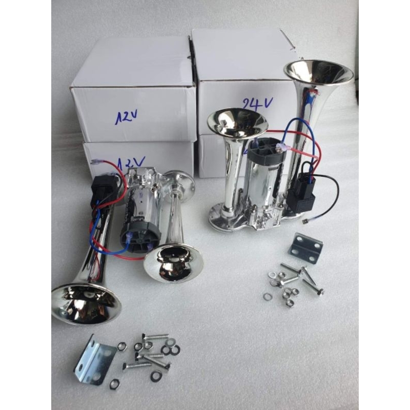 Còi điện tự sinh hơi 12V-24V, chỉ dùng điện ko cần hơi