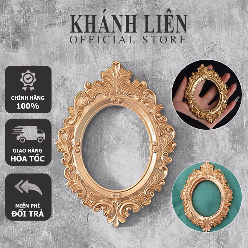 Khuôn tranh chụp ảnh mẫu nail màu vàng đồng, khung tranh cổ điển làm phụ kiện trang trí chụp hình nail