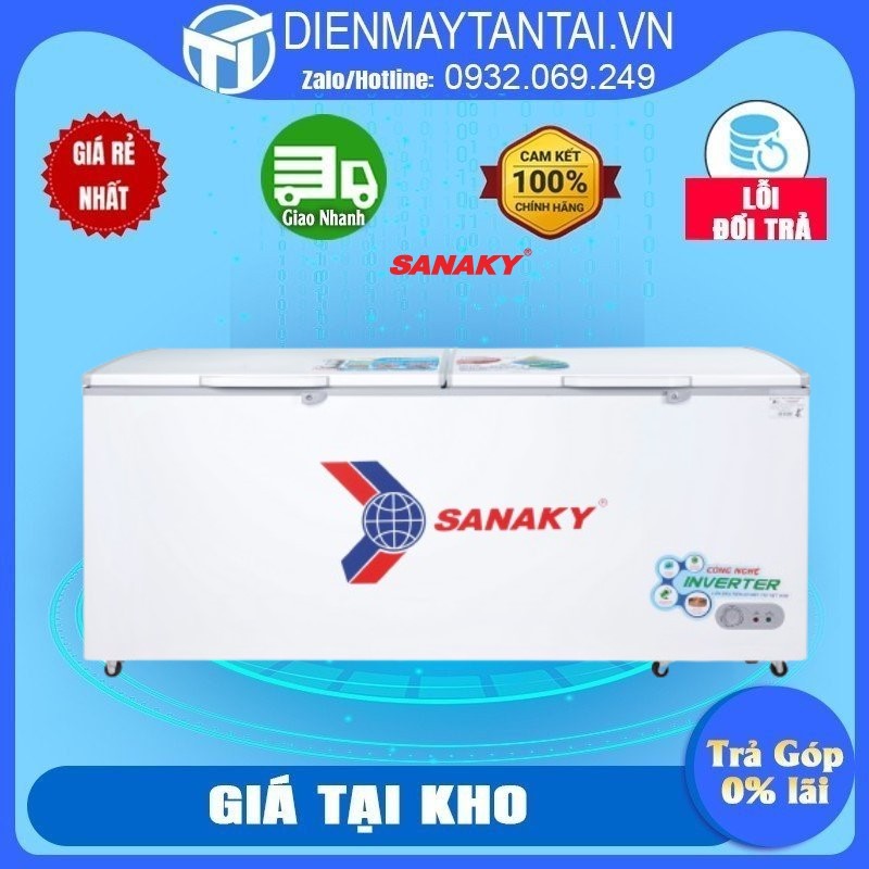 VH-8699HY3 - Tủ đông Sanaky Inverter 761 lít VH-8699HY3 1 ngăn đông 2 cửa, dàn lạnh Đồng - giao hàng miễn phí HCM