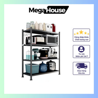 Kệ để đồ đa năng Inox 304 sơn đen tĩnh điện 3 lớp an toàn, kệ lò vi sóng gia vị nồi chiên không dầu thông minh 4 tầng