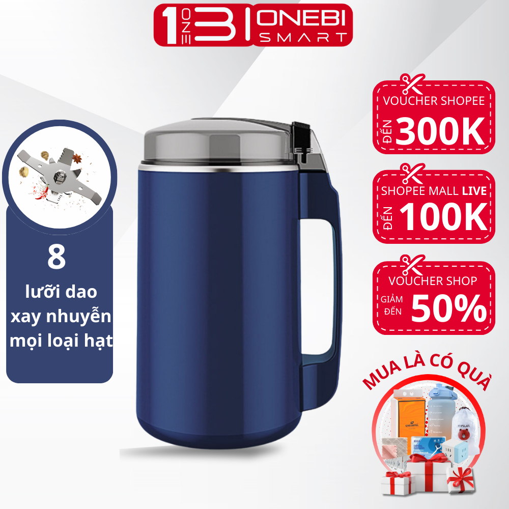 Máy Xay Hạt Khô Mini ONEBI Cầm Tay Đa Năng Thiết Kế 8 Lưỡi Dao Chất Liệu Thép Không Gỉ Công Suất 300W Nghiền Hạt Khô