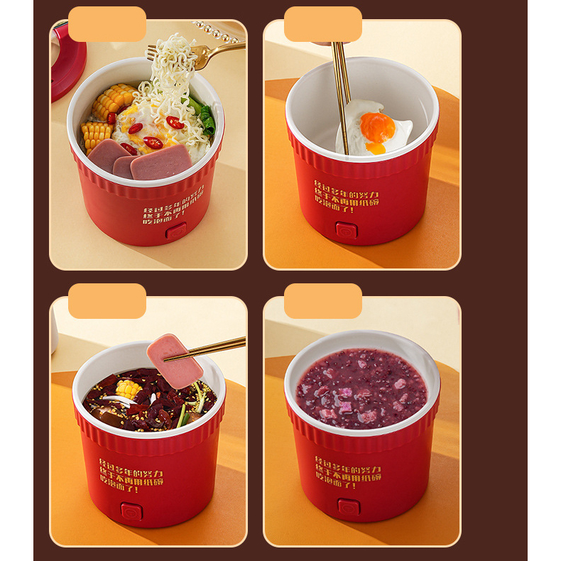 Nồi Lẩu Điện Mini Chống Dính ONEBI Vân Đá Dung Tích 1L Nắp Có Giá Đỡ Điện Thoại