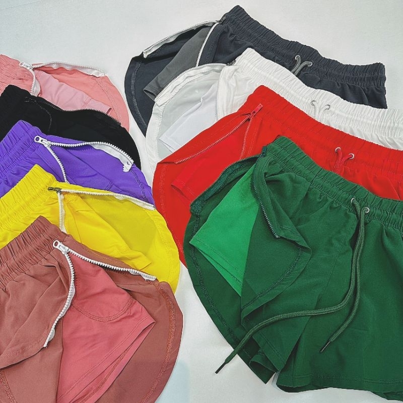 Quần short đùi 2 lớp kéo khóa 2 bên có túi