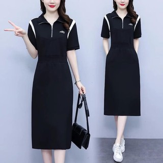 Đầm thun cổ bẻ kèm pk cao cấp