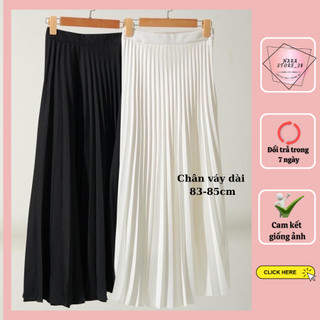 Chân váy xếp ly dáng dài - chân váy midi dập ly dài 85cm lưng cao bản khóa kéo cv701
