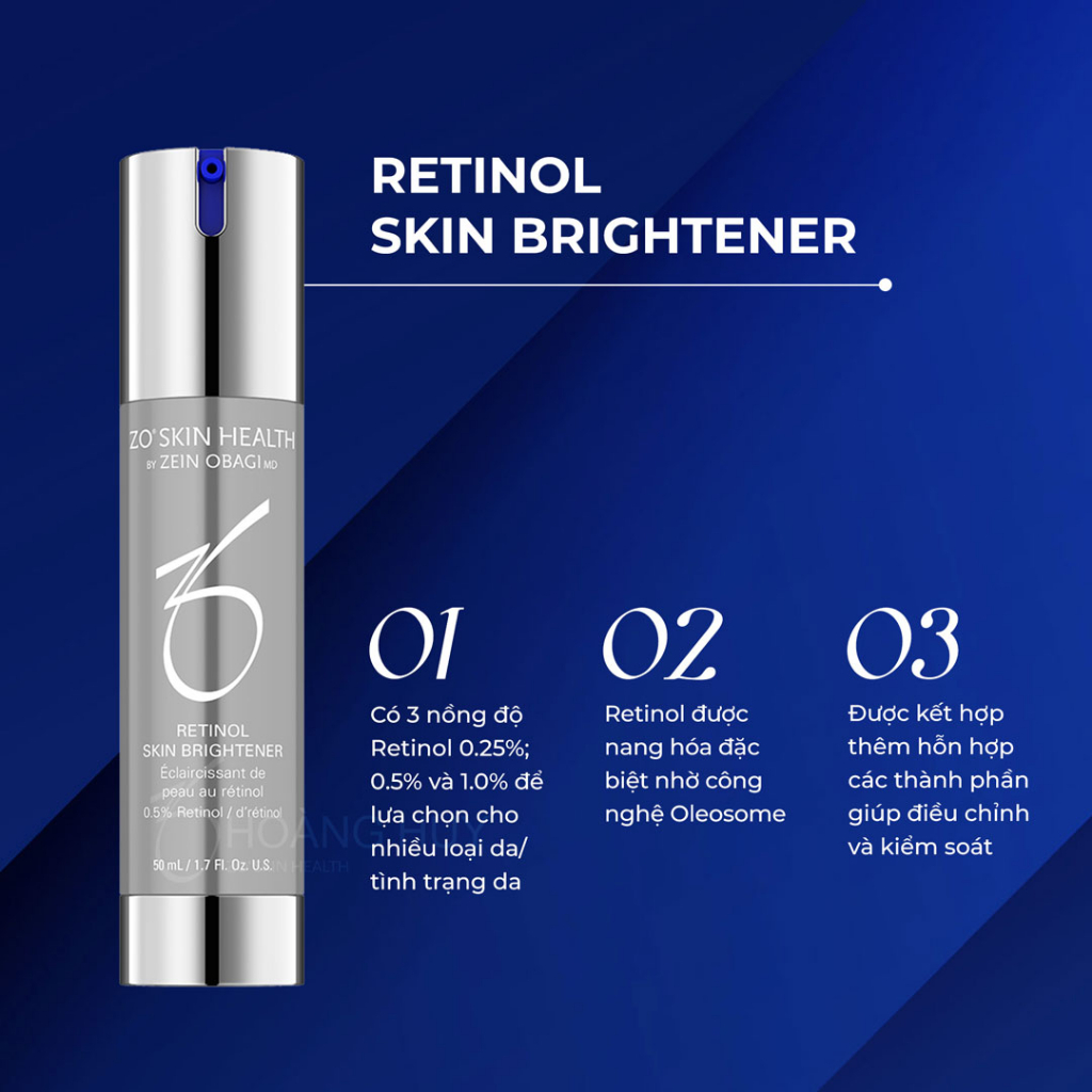 Kem Dưỡng Trắng Da Retinol 0.5% 1% Zo Skin Health BRIGHTENER Ngăn Lão Hóa, Làm Sáng Da, Đều Màu 5ml/10ml
