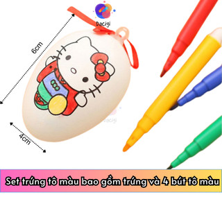 Đồ chơi tập tô màu quả trứng, trứng tô màu 2 mặt cho bé siêu ngộ nghĩnh kèm bút - Dacigi