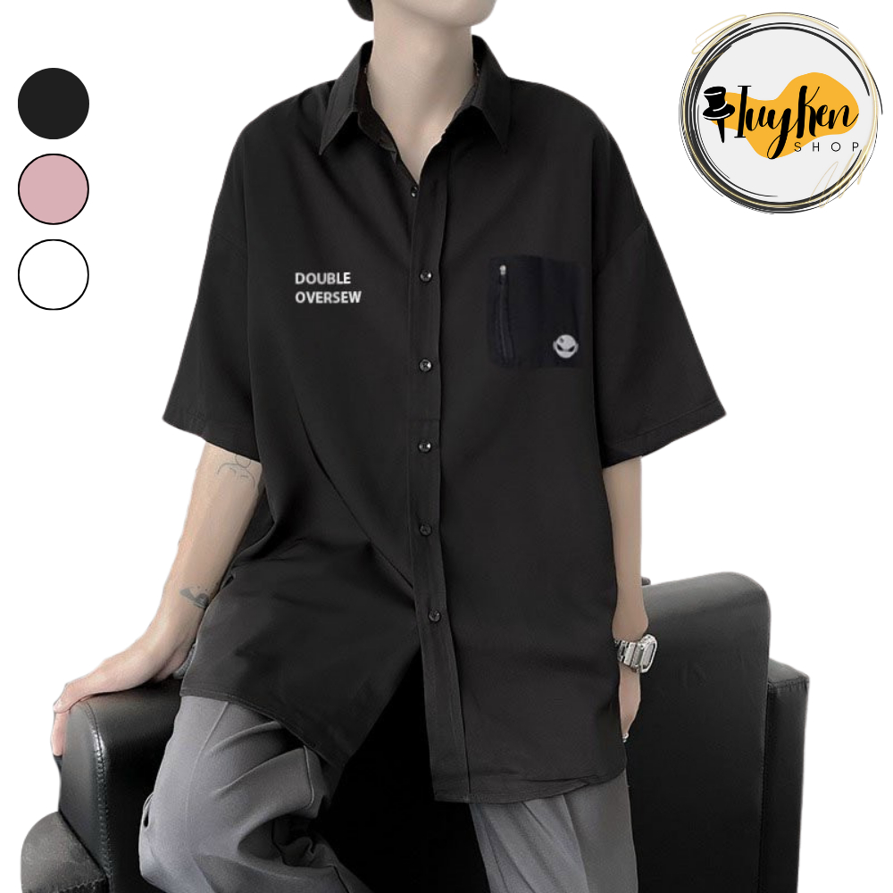 Áo sơ mi nam nữ đều mặc được kiểu tay lỡ form rộng Unisex in hình Thỏ Bông mắt XX Sudajian