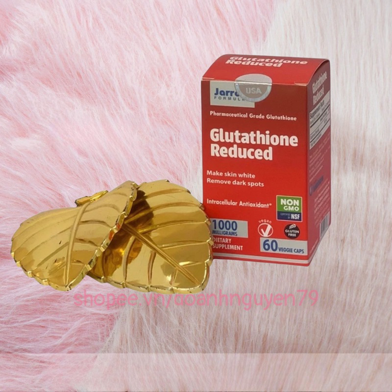 Viên uống trắng da Glutathione Reduced Jarrow 1000mg, lọ 60 viên, giúp trắng da, giải độc gan