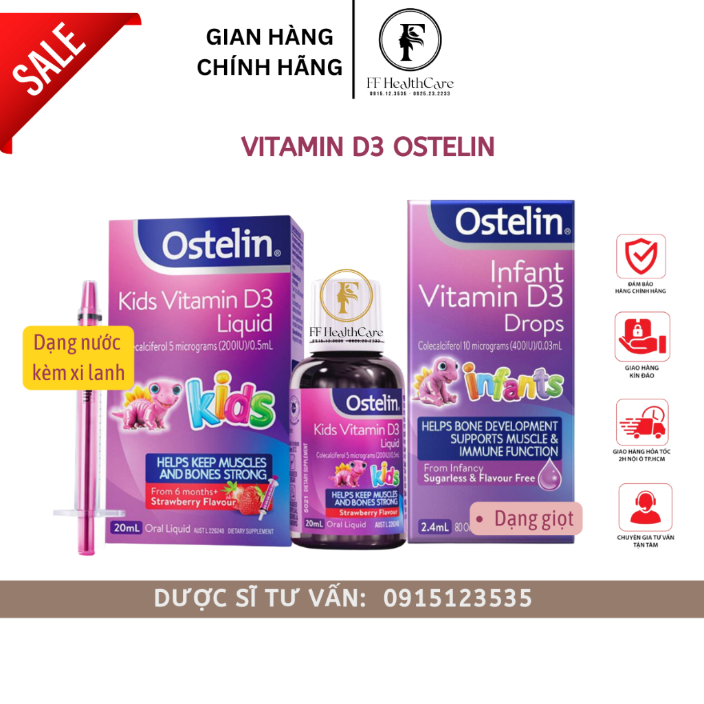 Vitamin D3 Liquid, Vitamin D3 Drop Ostelin Úc