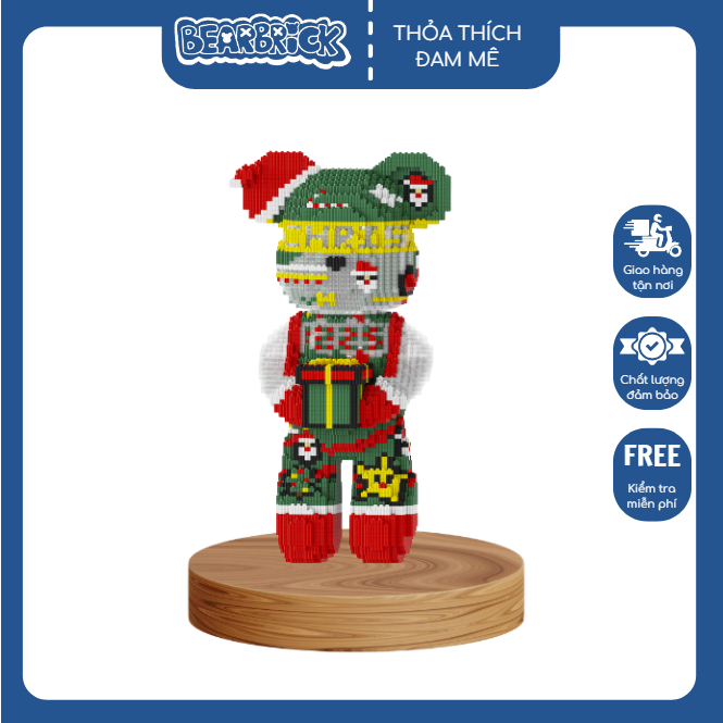 Đồ chơi lắp ghép lego beabrick giáng sinh, merry christmas, lego bearbrick merry chistmas 46cm