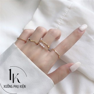 [XƯỞNG SALE 1K ] Set 5 Chiếc Nhẫn Nữ  Đính Hạt Ngọc Trai Nhân Tạo Thời Trang