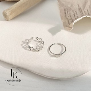 [XƯỞNG SALE 1K ] Set 2 nhẫn Mạ Bạc Hình Trái Tim Dễ Thương Thời Trang Cho Nữ Mới