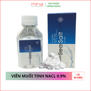 Viên Muối Tinh SeaSalt - NaCl 0,9% Lọ 50 Viên - Viên Muối Sinh Lý Tự Pha Dung Dịch Nước Muối Súc Miệng Vệ Sinh Hàng Ngày