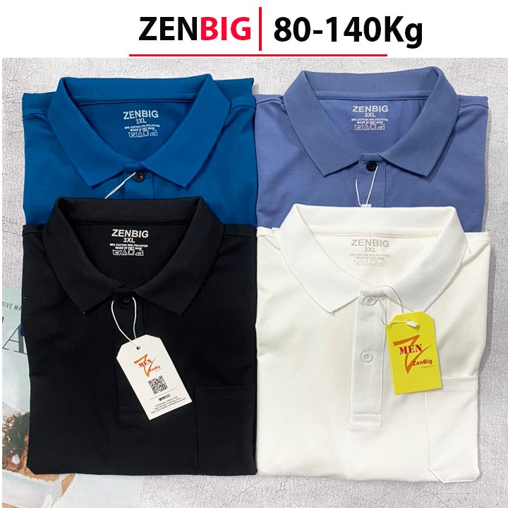 Áo thun nam có túi, áo polo bigsize (70 - 140kg) ZENBIG size lớn cho người mập