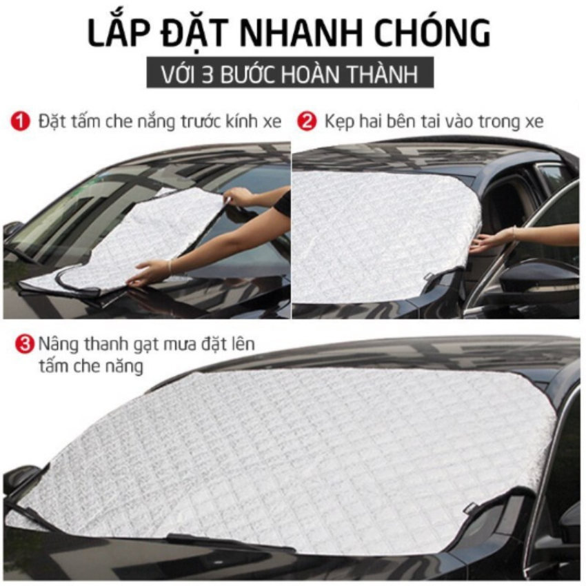 Tấm che nắng kính lái ô tô - Bạt chống nóng hiệu quả với 4 lớp Bạc nhôm đặc biệt, Siêu Bền - Naducar bảo hành 12 tháng