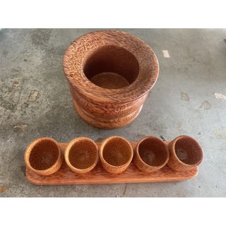 Bát hương gỗ dừa kèm bộ án nước , ly cúng gỗ dừa