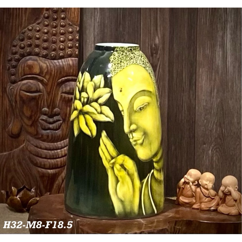 Chuông H32 vẽ Phật_Gốm sứ Bát Tràng
