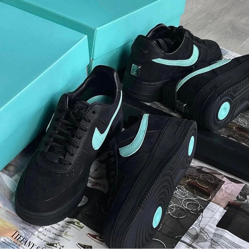 GIÀY AF1 Low Tiffany All Black Vạch Xanh Cao Cấp