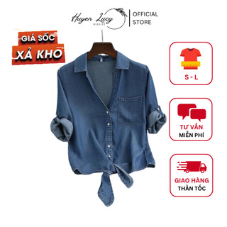 Sơ mi denim nữ dài tay cổ bẻ một túi somi jean nữ big size sơ mi bò bigsize nữ sơ mi jean nữ tay dài