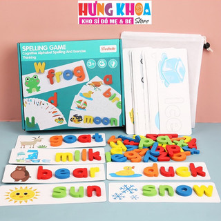 Bộ thẻ học thông minh chữ cái tiếng anh, 52 bộ thẻ ghép chữ - spelling game
