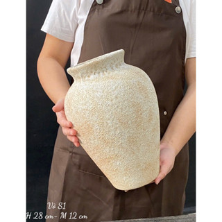 Bình Hoa Men Atlantic Gốm Sứ Bát Tràng Hoạ Tiết Tổ Ong Tinh Tế, Phong Cách Cổ Điển Mộc Mạc