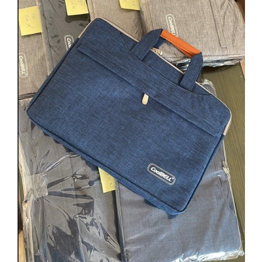 Cặp túi xách đựng laptop macbook Coobell 15.6 inch hàng dày dặn nhiều logo giao ngẫu nhiên full túi bóng ARRIGATO