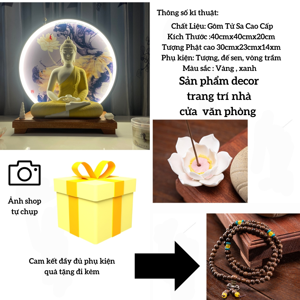 Thác Khói Trầm hương Phật Thích Ca Mâu Ni Bi Họa - Khánh An DECOR