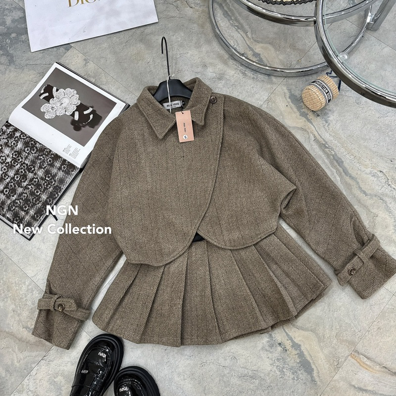 Set Váy Dạ Vạt Chéo Kim Anh Bùi