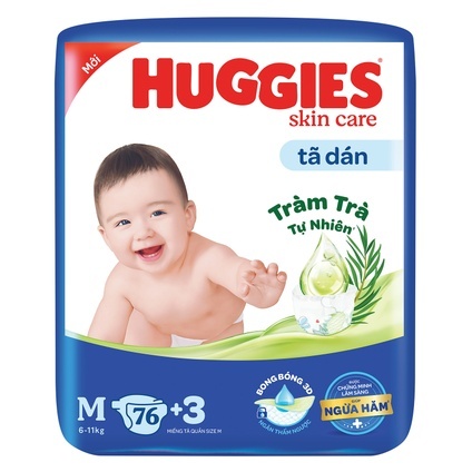 Tã/bỉm dán Huggies skin perfect M76+3  mẫu mới nâng cấp