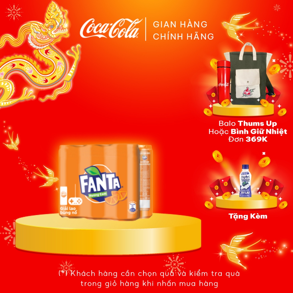 Lốc 6 Lon Nước Giải Khát Có Gas Fanta Cam Lon 320ml