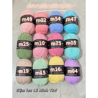 [Bảng màu 1] LEN MILK COTTON mác đen 50g (màu trơn 02-50)
