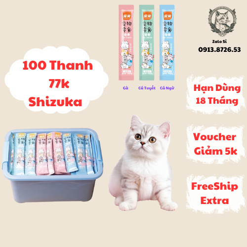 Combo gồm 100 thanh súp thưởng Shizuka cho mèo, súp thưởng ngon, súp thưởng giá tốt chất lượng, súp thưởng cho thú cưng