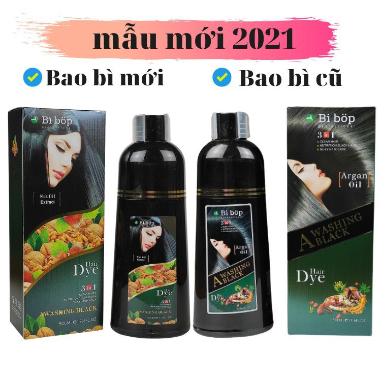 Dầu Gội Thảo Dược Phủ Bạc Đen - Nâu Nhật Bản, Nhuộm Đen Phủ Bạc Bibop 500ml