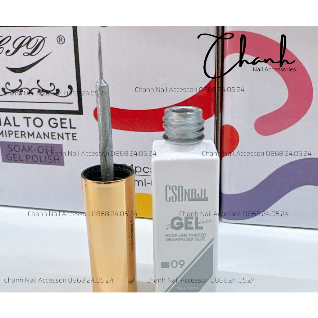 Gel Cọ Nét CSD Nail Cao Cấp 12ml, Gel Vẽ Cọ Nét Gel Nail CSD Nét Nhỏ Mảnh Dài Tỉa Nét Siêu Mảnh