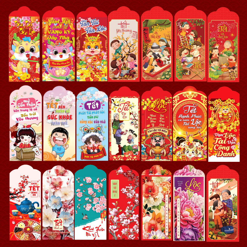 100 Phong Bao Lì Xì Tết 2024 Full Mẫu Có Chọn & Kèm Túi