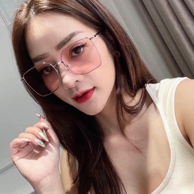 Kính nữ thời trang chống tia UV màu xám viền bạc