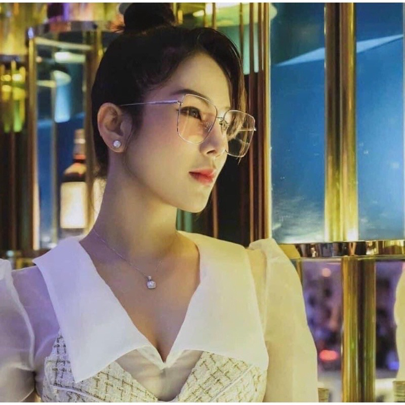 Kính nữ thời trang chống tia UV màu xám viền bạc