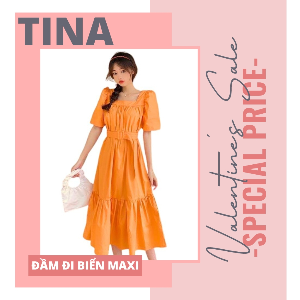 Đầm đi biển maxi TOPSHOP, Đầm suông dài cổ vuông dây nịt rời, Đầm dáng suông cho người béo, có tay ngắn, bèo chân váy